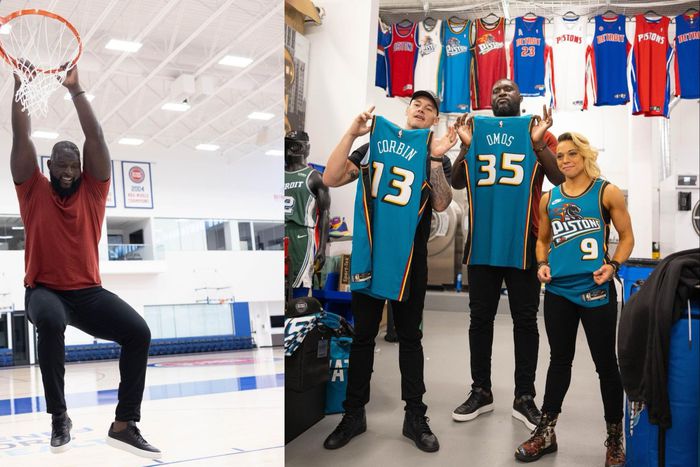 NBA Franchise the Detroit Pistons, celebrated Omos the WWE Summerslam with some top wrestlers. (WWE Instagram)