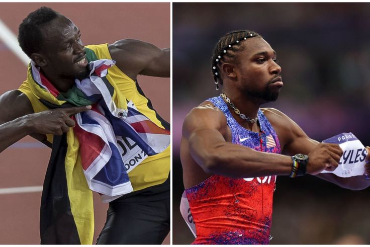 Usain Bolt (left) and new Olympic champion Noah Lyles (right).