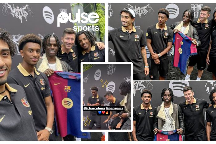 WATCH: Nigerian music star, Rema teaches Lewandowski, Raphinha and other Barcelona Players 'Azaman' dance