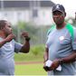 Interim Super Eagles boss Augustine Eguavoen and his backroom staff.