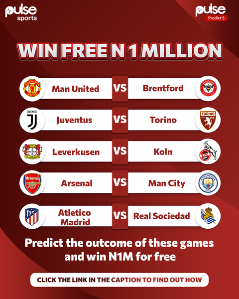 Pulse Sports prediction game: Enter your week 8 predictions for a chance to win ₦‎1 million