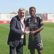 Ucheibe posted receiving a plaque for achieving 100 appearances with Benfica. Instagram/Christy Ucheibe
