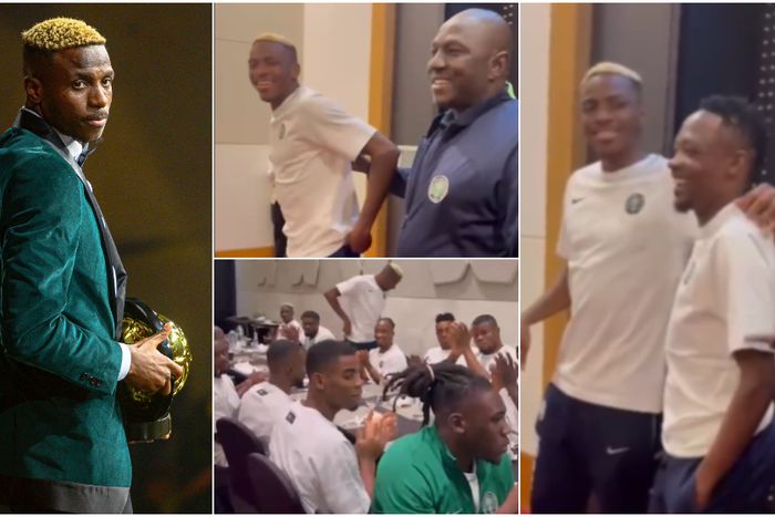 Super Eagles celebrate Victor Osimhen.