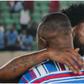 Brown Ideye and his manager Stanley Eguma moments after the match.