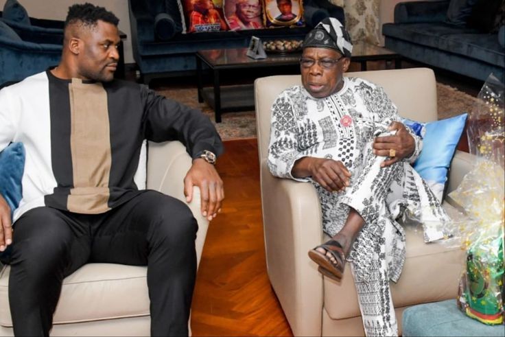 Cameroon MMA star Francis Ngannou continues tour of Nigeria, teams up with former President Olusegun Obasanjo in Abeokuta.