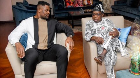 Francis Ngannou and Obasanjo: Cameroon MMA star teams up with former President in Abeokuta