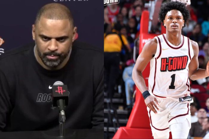 Nigerian coach Ime Udoka praises Amen Thompson as the Houston Rockets beat the Los Angeles Lakers.