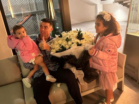 Cristiano Ronaldo's son is almost as tall as Al-Nassr forward as he shows off his birthday cake at 39.