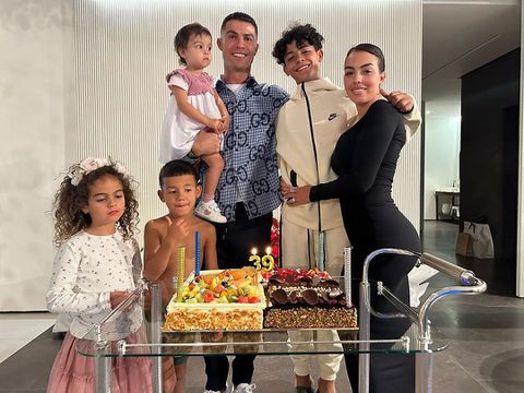 Cristiano Ronaldo's son is almost as tall as Al-Nassr forward as he shows off his birthday cake at 39.