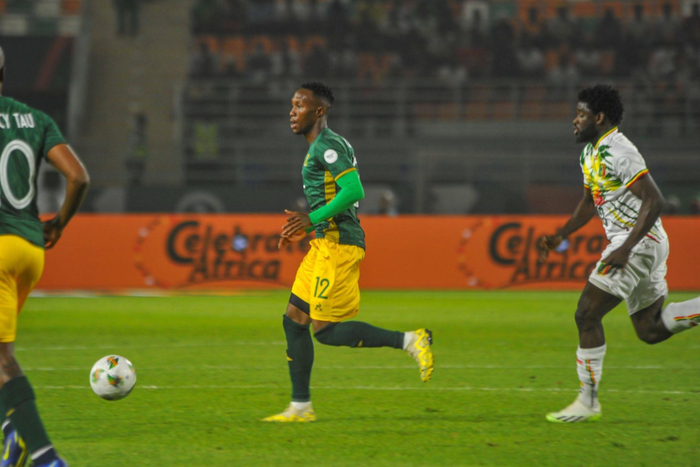 Thapelo Maseko of South Africa during the TotalEnergies Caf Africa Cup of Nations (Afcon 2023) match between Mali and South Africa at Stade Amadou Gon Coulibaly on January 16, 2024 in Korhogo, Cote d Ivore. Photo by Segun Ogunfeyitimi