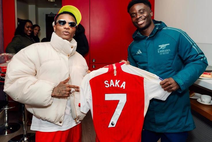 Bukayo Saka and Wizkid: Arsenal star thanks Nigerian afro beats star with jersey