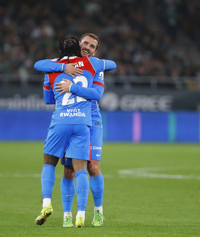 Ademola Lookman and Griezman in a warm embrace against Real Betis.