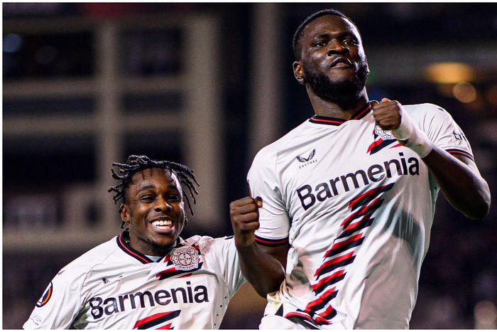 Nigeria's Victor Boniface celebrates his winner against Qarabag in Baku.