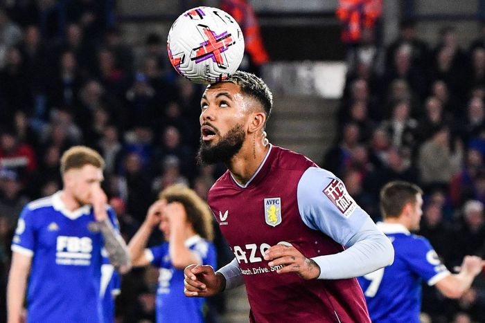 Aston Villa's Douglas Luiz training at King Power Stadium.