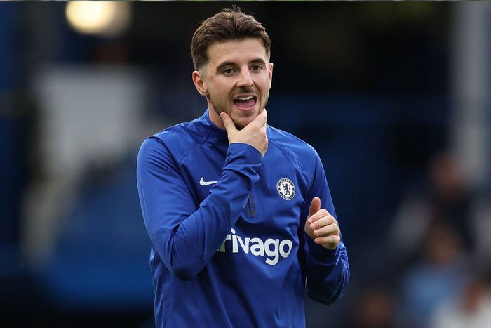 Chelsea's Mason Mount in pre-match training at Stamford Bridge.