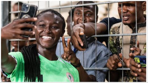 Rinsola Babajide: England-born star celebrates Super Falcons victory against South Africa with fans