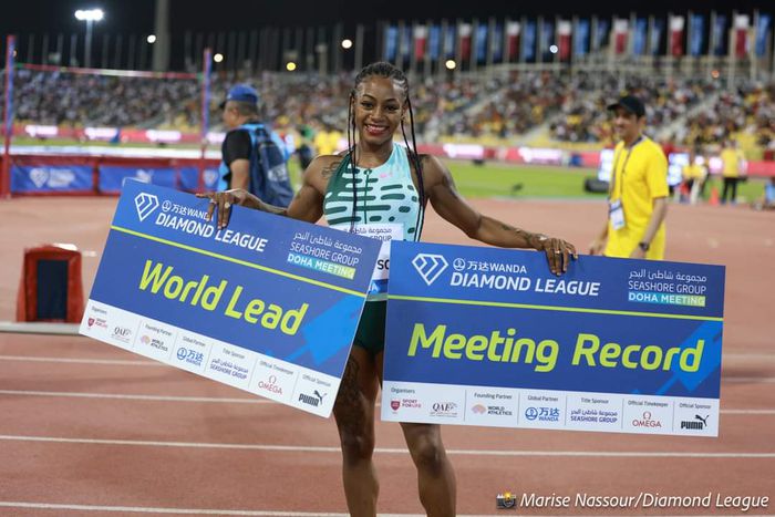 Sha'Carri Richardson storms to world lead and meeting record of 10.76s in Doha