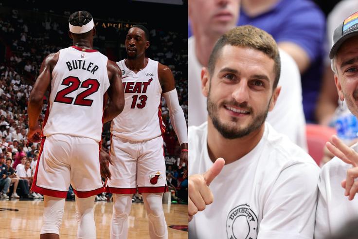 Atletico Madrid stars Koke and Antoine Griezmann were in attendance for the Heat’s victory against the Knicks.