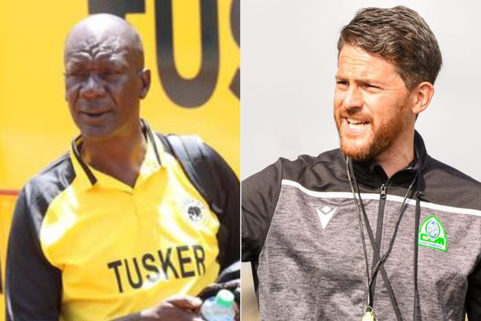 A collage of Tusker FC head coach Robert Matano and his Gor Mahia counterpart Johnathan McKinstry.
