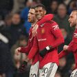 Marcus Rashford celebrates Manchester United goal.