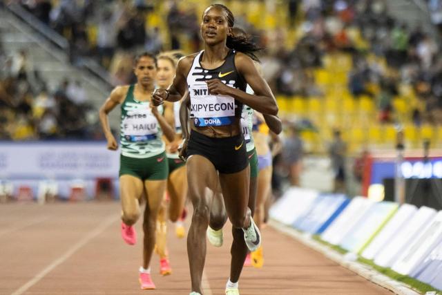 Faith Kipyegon at the 2023 Doha Diamond League.