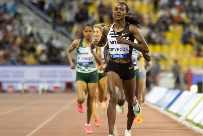 Faith Kipyegon at the 2023 Doha Diamond League.