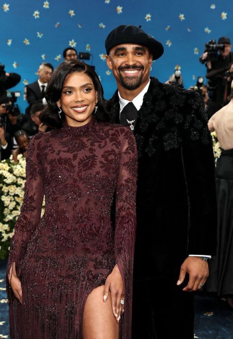 Super Bowl champion Jalen Green arrived alongside his newly-wedded wife, Bryonna Burrows at the 2025 Met Gala
