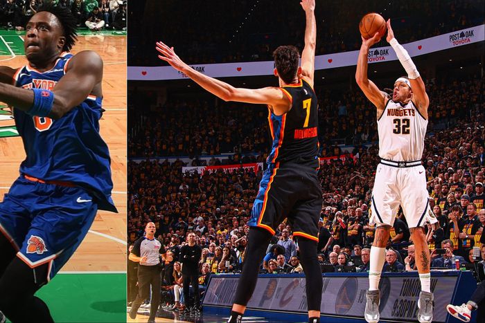 In the NBA Playoffs, the Knicks defeated the Celtics while the Nuggets stunned the Thunder.