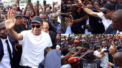 Kylian Mbappe: PSG forward is mobbed by huge crowd during visit to Cameroon