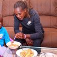 Faith Kipyegon and her daughter Alyn