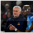 Osimhen and Mourinho during Napoli's clash against AS Roma