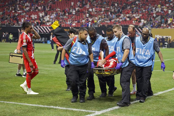 Jamal Musiala was seriously injured after a collision with Gianluigi Donnarumma in Paris Saint-Germain vs Bayer Munich. || Image credit: Imago