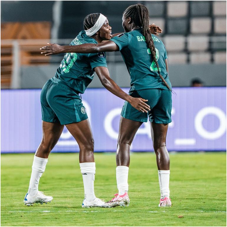 Uchenna Kanu celebrates her goal for the Super Falcons.