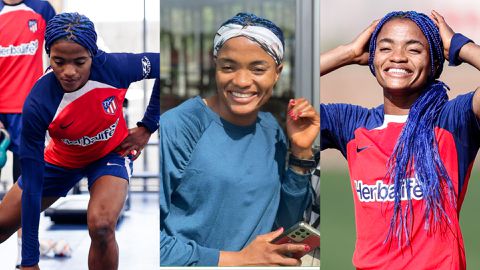 Rasheedat Ajibade: Jesus is King and Super Falcons star goes for blue braids ahead of new season with Atletico Madrid