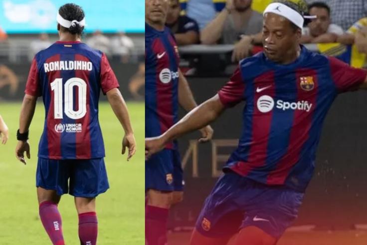 Ronaldinho returns to Barcelona: Nigerian star missing as legends beat Maccabi Tel Aviv 5-3 in Israel