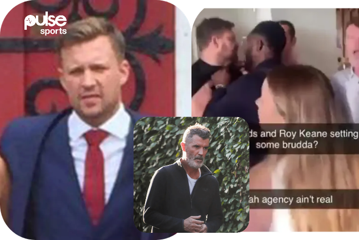 Arsenal fan Scott Law left with a broken nose after trying to headbutt Roy Keane || photo credit: The Sun