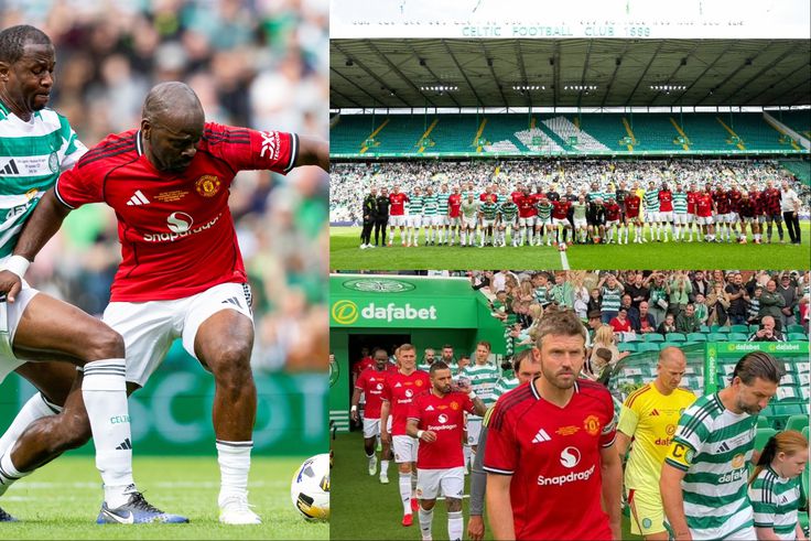 In a charity clash, Super Eagles legend Efe Ambrose was in action as Manchester United Legends lost 4-3 on penalties to Celtic Legends in a Charity Clash.
