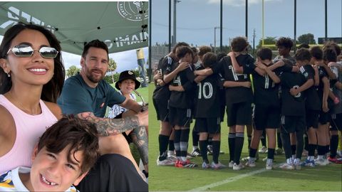 Lionel Messi and Antonela Roccuzzo attend Inter Miami U-13 for son Thiago