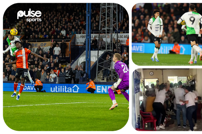 Luis Diaz's family celebrates his equaliser against Luton