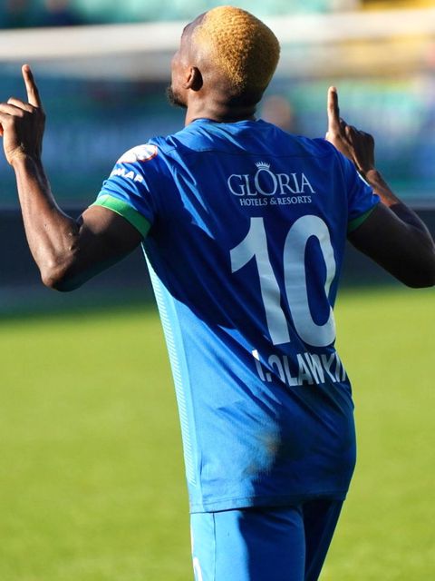 Olawoyin Ibrahim wheels off after scoring the winner for Rizespor.