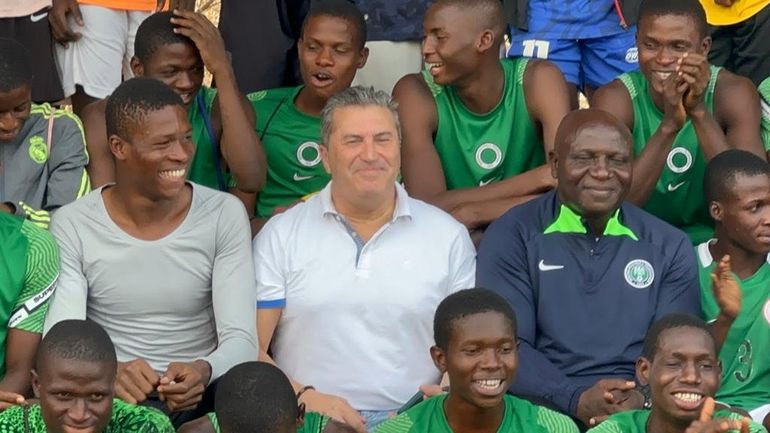 Golden Eaglets during the visit of Super Eagles coach Jose Peseiro