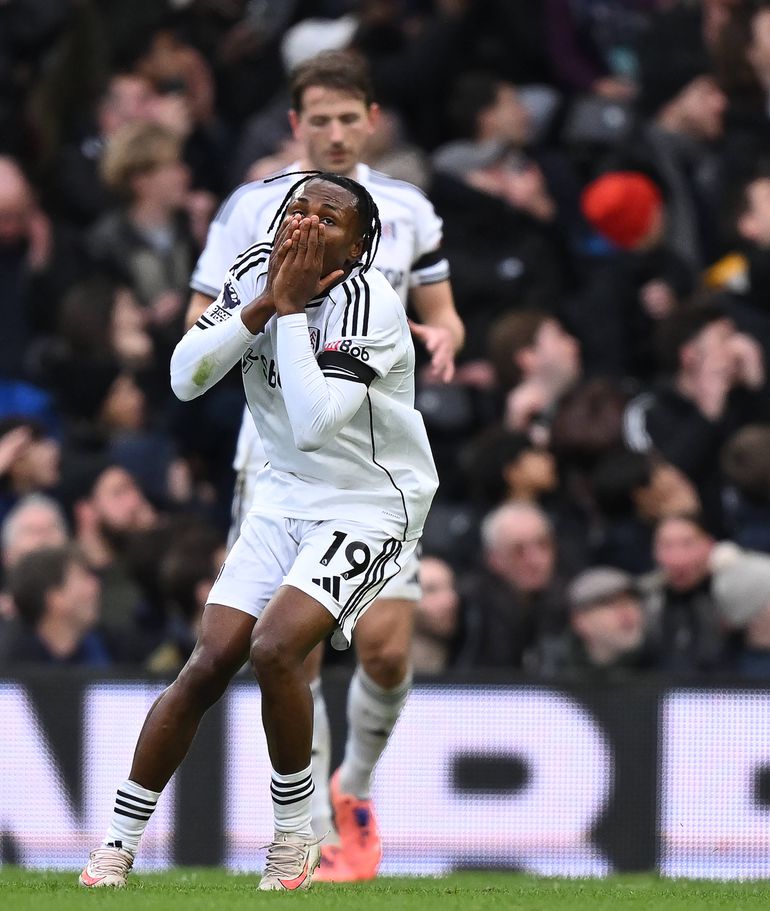 Samuel Chukwueze reacts after hitting the woodwork.