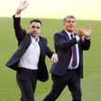 Xavi Hernandez and Joan Laporta