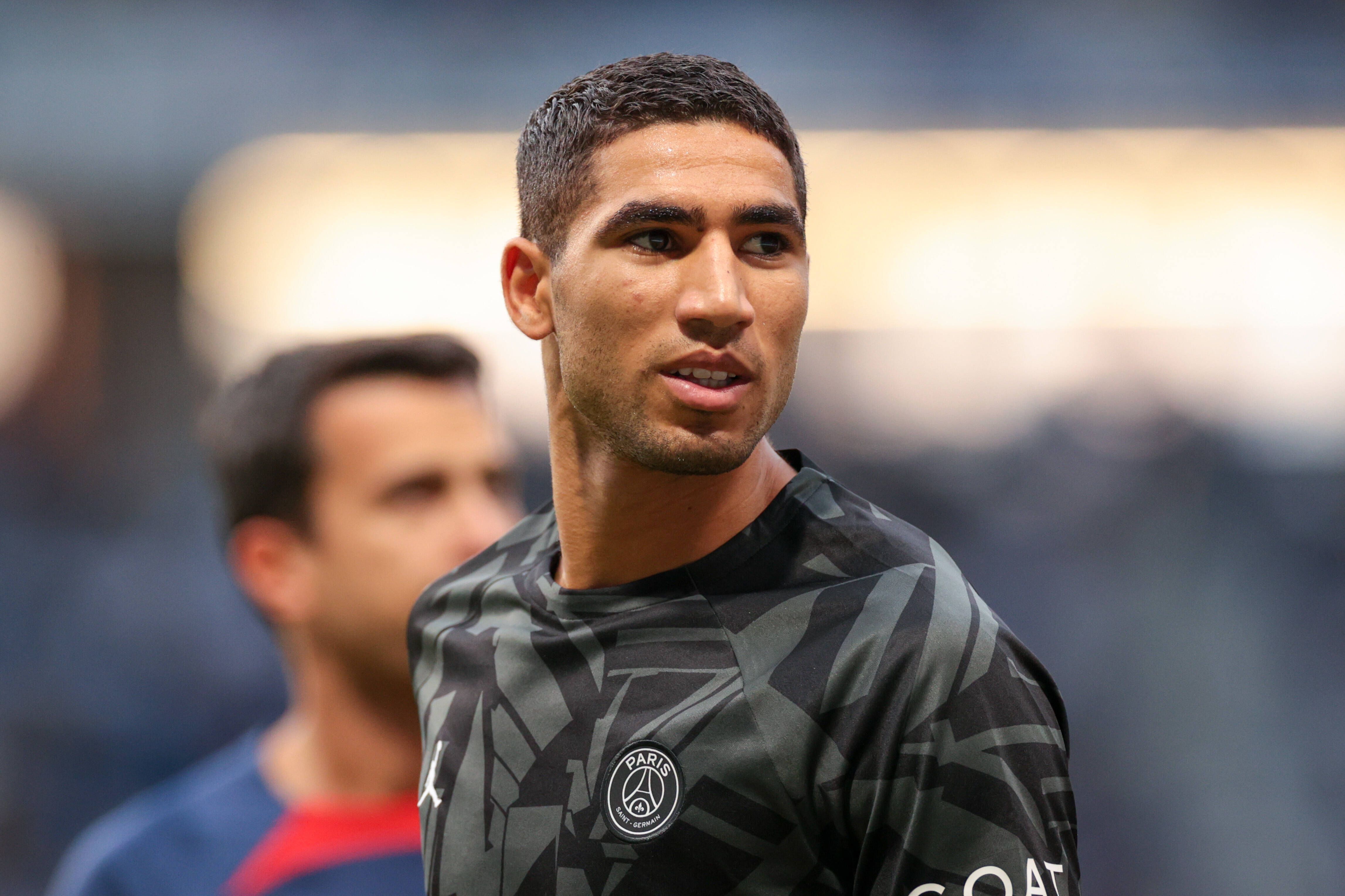 Defender Achraf Hakimi showing PSG fans his scoring prowess