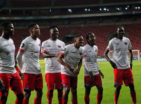 Chippa United players celebrate a good day at the office.