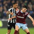 West Ham United’s Declan Rice in action against Callum Wilson of Newcastle United.