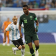 Mikel Obi in action for Nigeria against Argentina
