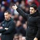 Mikel Arteta gestures during Arsenal match at Emirates.