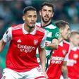 Arsenal's William Saliba in action against Sporting Lisbon.