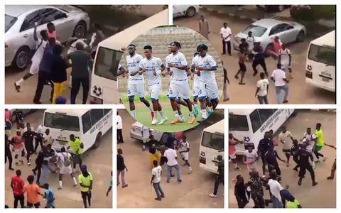 Shocking moment: Ijebu Utd players face off in Anthony Joshua style during breakout fight after match